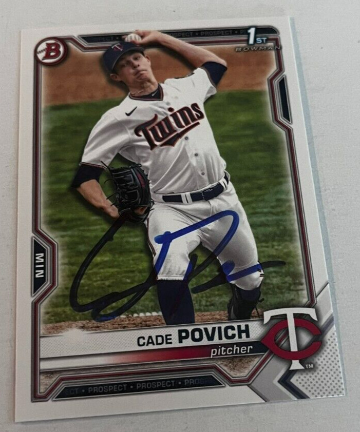 CADE POVICH SIGNED 2021 BOWMAN DRAFT PROSPECT BASEBALL ROOKIE CARD AUTO