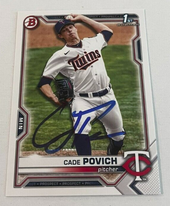 CADE POVICH SIGNED 2021 BOWMAN DRAFT PROSPECT BASEBALL ROOKIE CARD AUTO