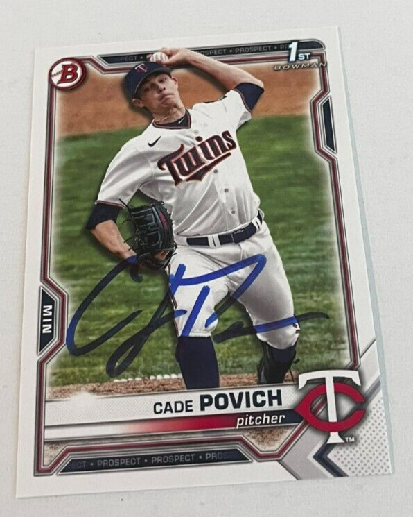 CADE POVICH SIGNED 2021 BOWMAN DRAFT PROSPECT BASEBALL ROOKIE CARD AUTO