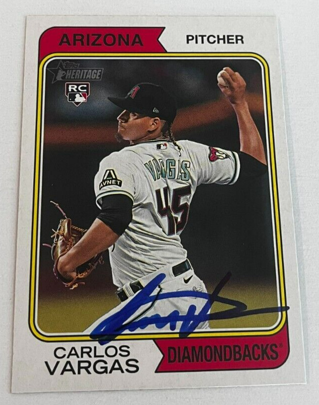 CARLOS VARGAS SIGNED 2023 TOPPS HERITAGE BASEBALL CARD AUTO