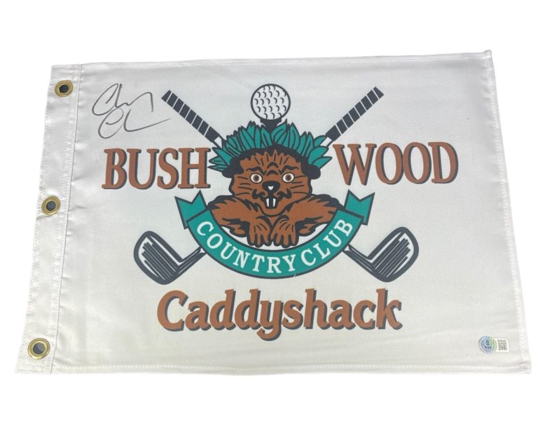 Chevy Chase Signed Auto Caddyshack Bushwood Country Club Golf Flag Beckett COA
