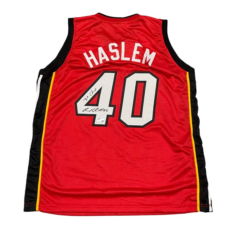 Udonis Haslem Signed Miami Heat Custom Jersey w/ 3 Champs Beckett W BAS COA