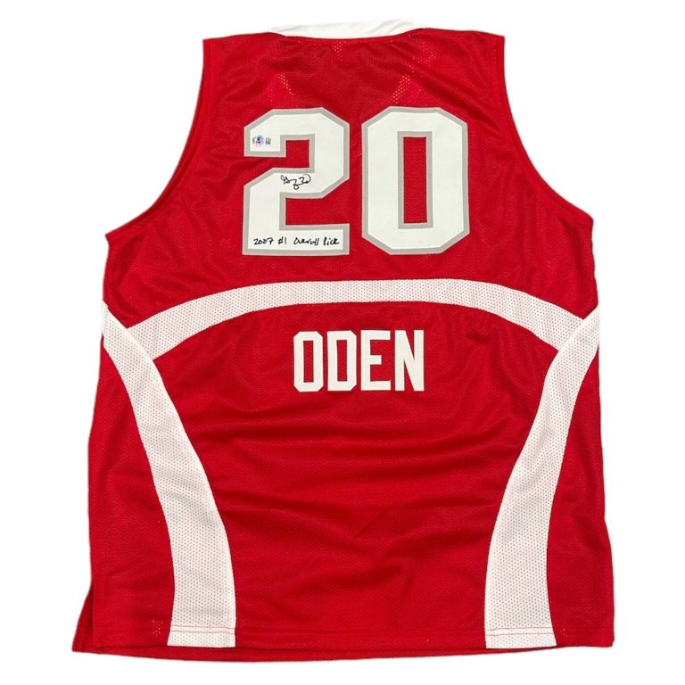 Greg Oden Signed Ohio State Custom Jersey w/ #1 Pick Beckett Witness BAS COA