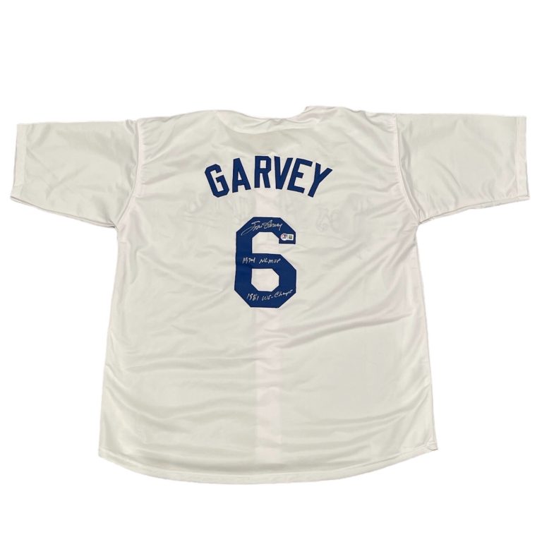 Steve Garvey Signed LA Dodgers Custom Jersey w/ 2 Ins MVP WS Beckett Wit BAS COA