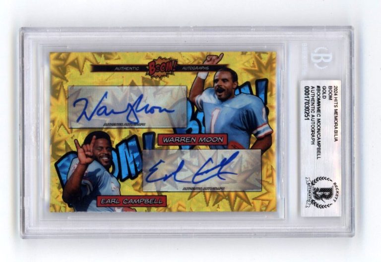 Warren Moon & Earl Campbell 2024 Hits BOOM Gold #/10 Dual Signed BGS BAS Auto