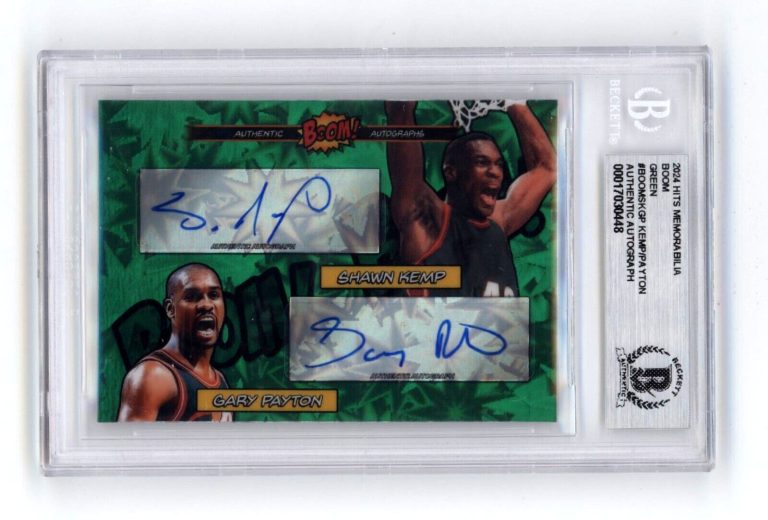 Shawn Kemp & Gary Payton 2024 Hits BOOM Green #/5 Dual Signed BGS BAS Auto
