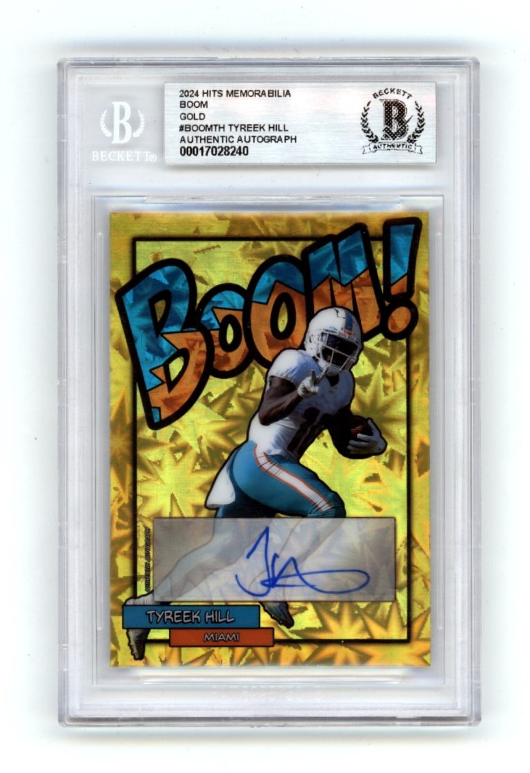 Tyreek Hill 2024 Hits Memorabilia BOOM Gold #/10 Signed BGS BAS Auto Dolphins