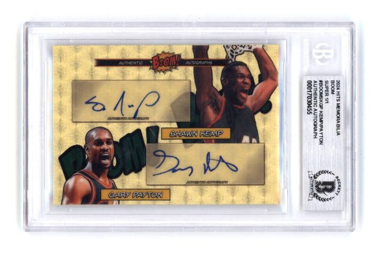 Shawn Kemp & Gary Payton 2024 Hits BOOM Super #1/1 Dual Signed BGS BAS Auto