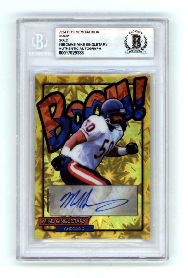 Mike Singletary 2024 Hits Memorabilia BOOM Gold #/10 Signed BGS BAS Auto Bears