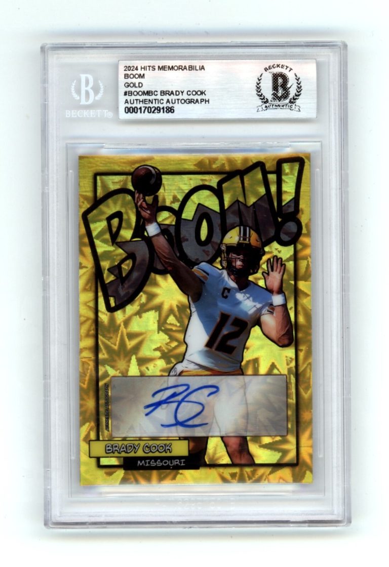 Brady Cook 2024 Hits Memorabilia BOOM Gold #/10 Signed BGS BAS Auto Missouri