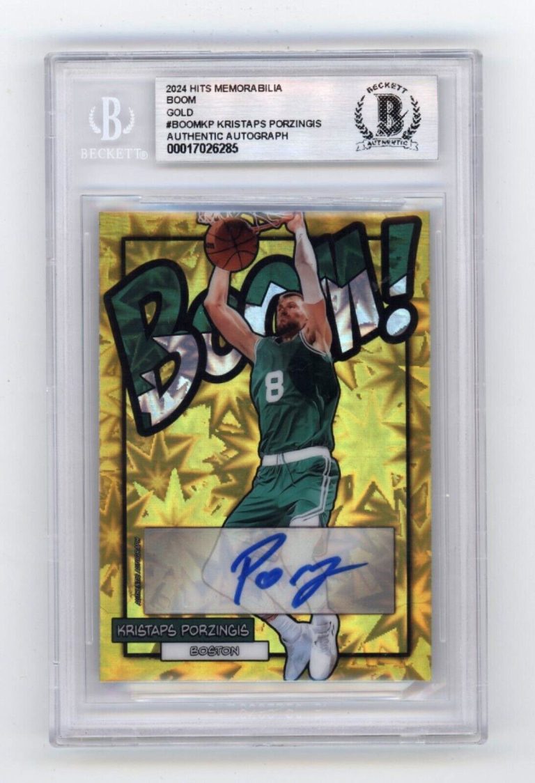 Kristaps Porzingis 2024 Hits Memorabilia BOOM Gold #/10 Signed BGS BAS Auto