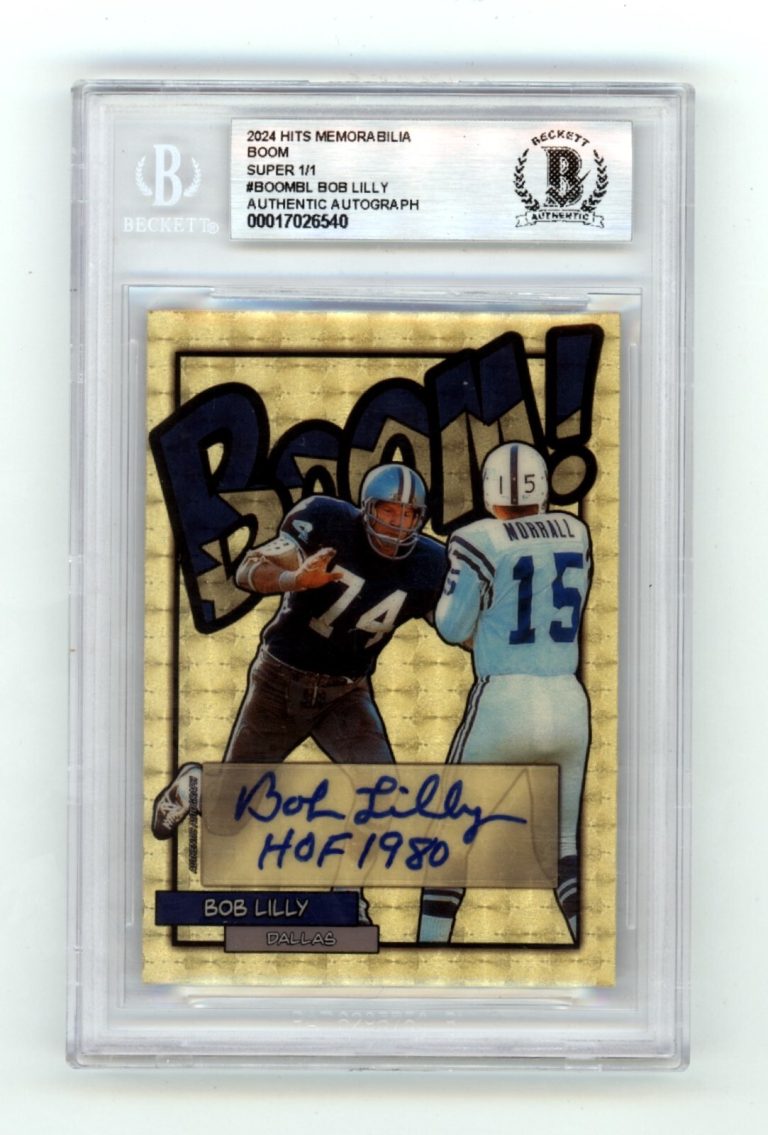 Bob Lilly 2024 Hits Memorabilia BOOM Super 1/1 Signed BGS BAS Auto HOF 1980 Insc