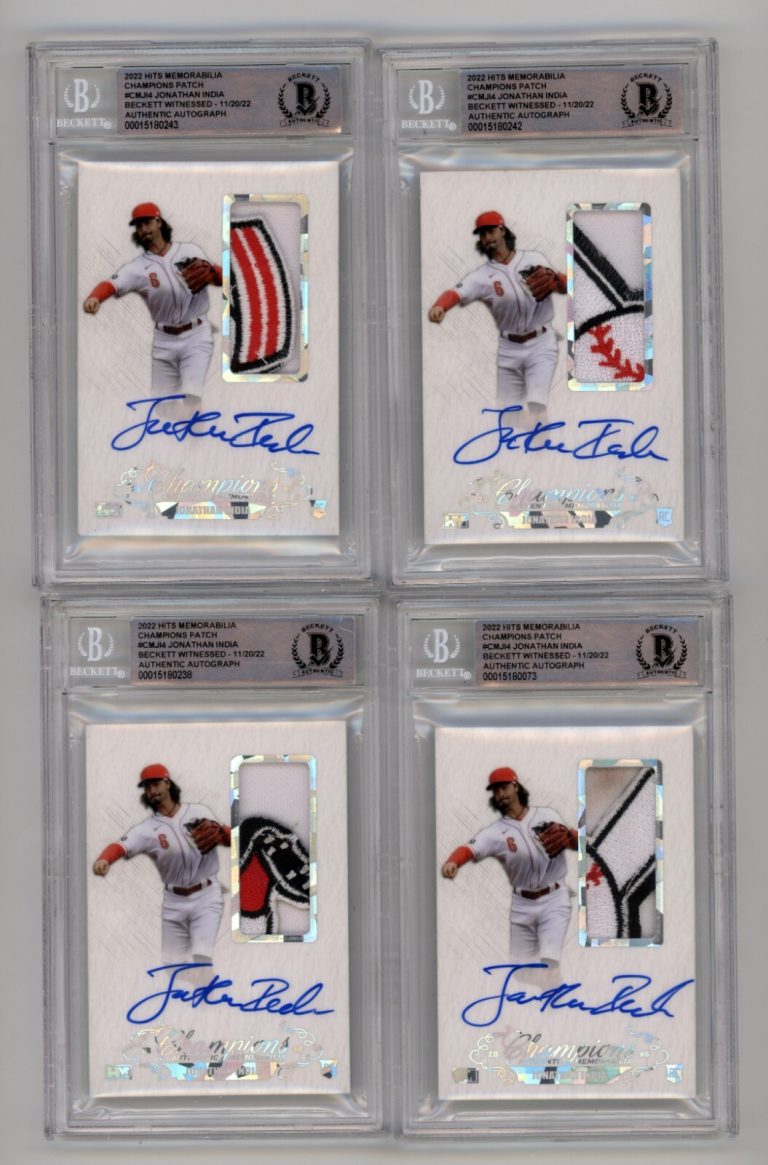 Jonathan India 2021 Hits Memorabilia Champions Ice Patch Auto RC #/6 BGS