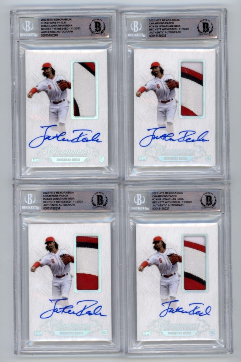 Jonathan India 2021 Hits Memorabilia Champions Silver Patch Auto RC #/10 BGS BAS