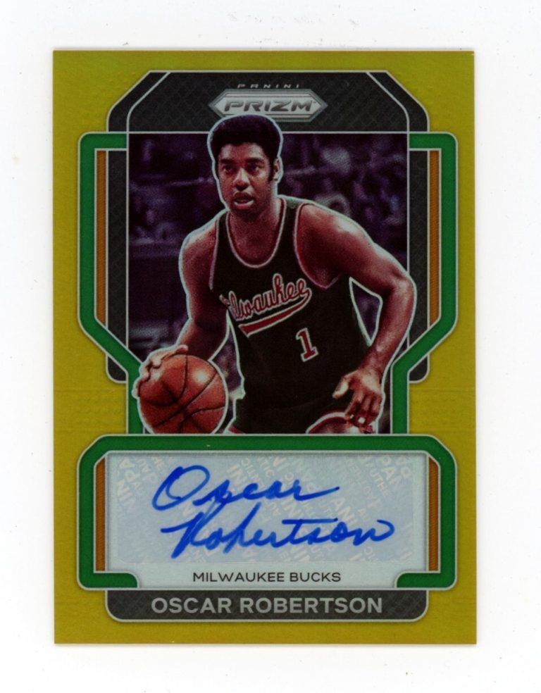 Oscar Robertson 2021-22 Panini Prizm SG-ORB Gold Signatures Auto SP #5/10 Bucks