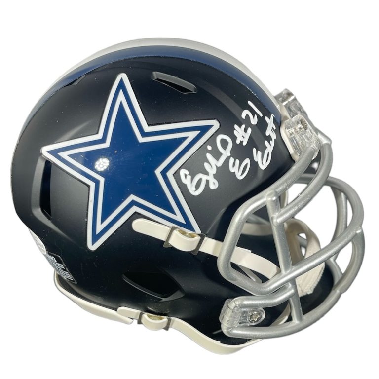 Ezekiel Elliott Signed Cowboys Flat Black Mini Helmet Beckett Wit BAS COA