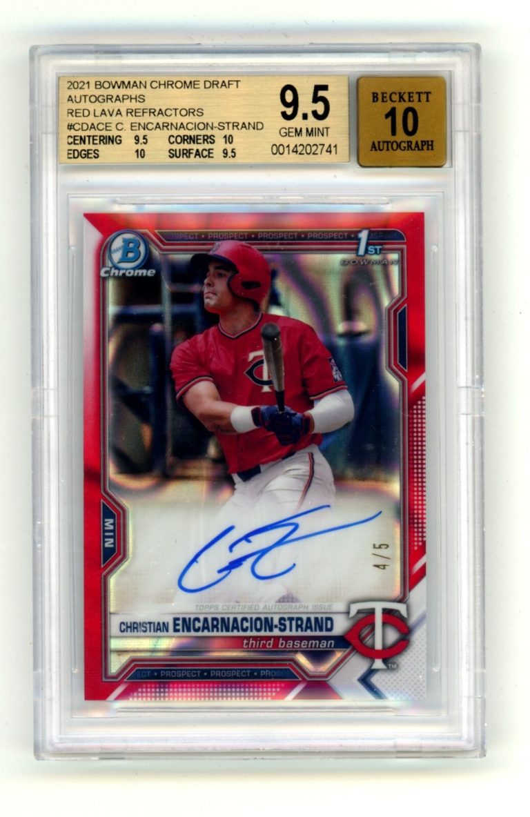 Christian Encarnacion-Strand 2021 Bowman Chrome 1st Red Lava Auto 4/5 BGS 9.5 10