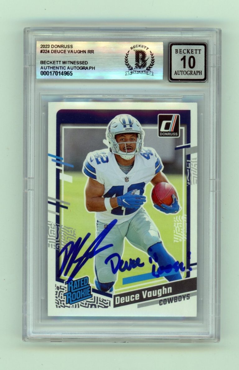 Deuce Vaughn 2023 Donruss Rated Rookie Signed Deuce is Loose Ins RC BGS 10 Auto