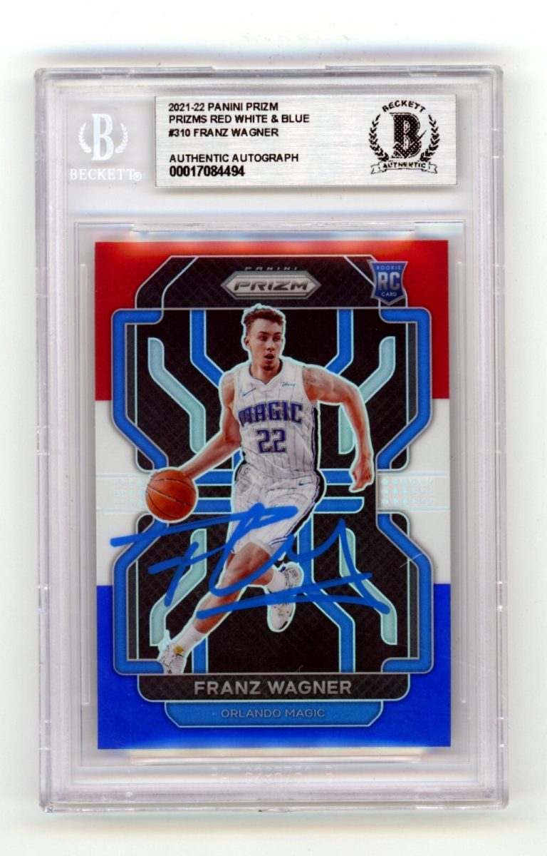 Franz Wagner 2021-22 Prizm Red White Blue RWB #310 RC Signed BAS BGS Auth Auto