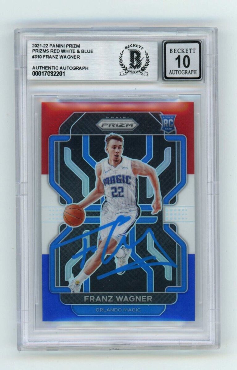 Franz Wagner 2021-22 Prizm Red White Blue RWB #310 RC Signed BAS BGS 10 Auto