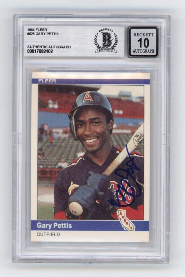 Gary Pettis 1984 Fleer #525 Rookie RC Signed Beckett Witnessed BAS BGS 10 Auto