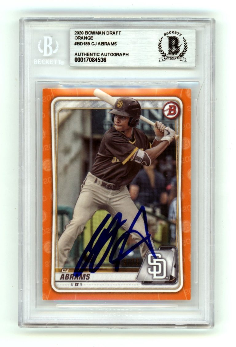 CJ Abrams 2020 Bowman Draft Orange Paper #5/25 #BDC85 1st Signed BAS BGS Auto