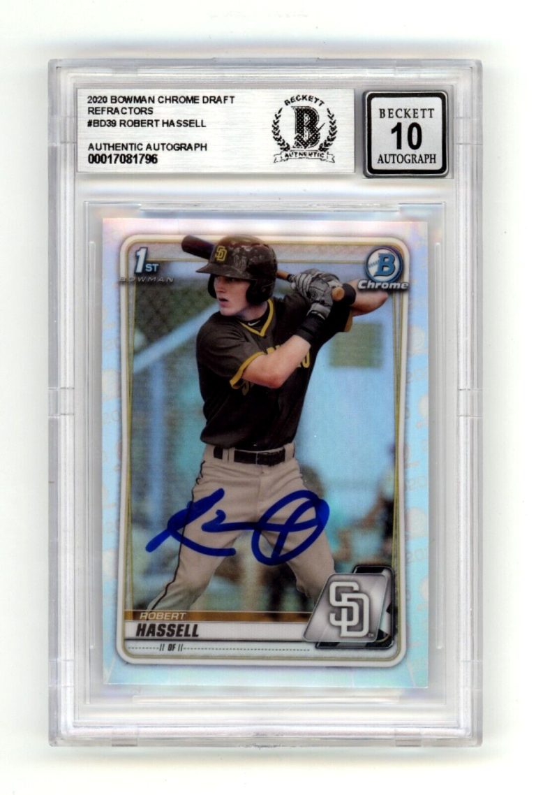 Robert Hassell 2020 Bowman Chrome Draft Refractor #BD39 Signed BAS BGS 10 Auto