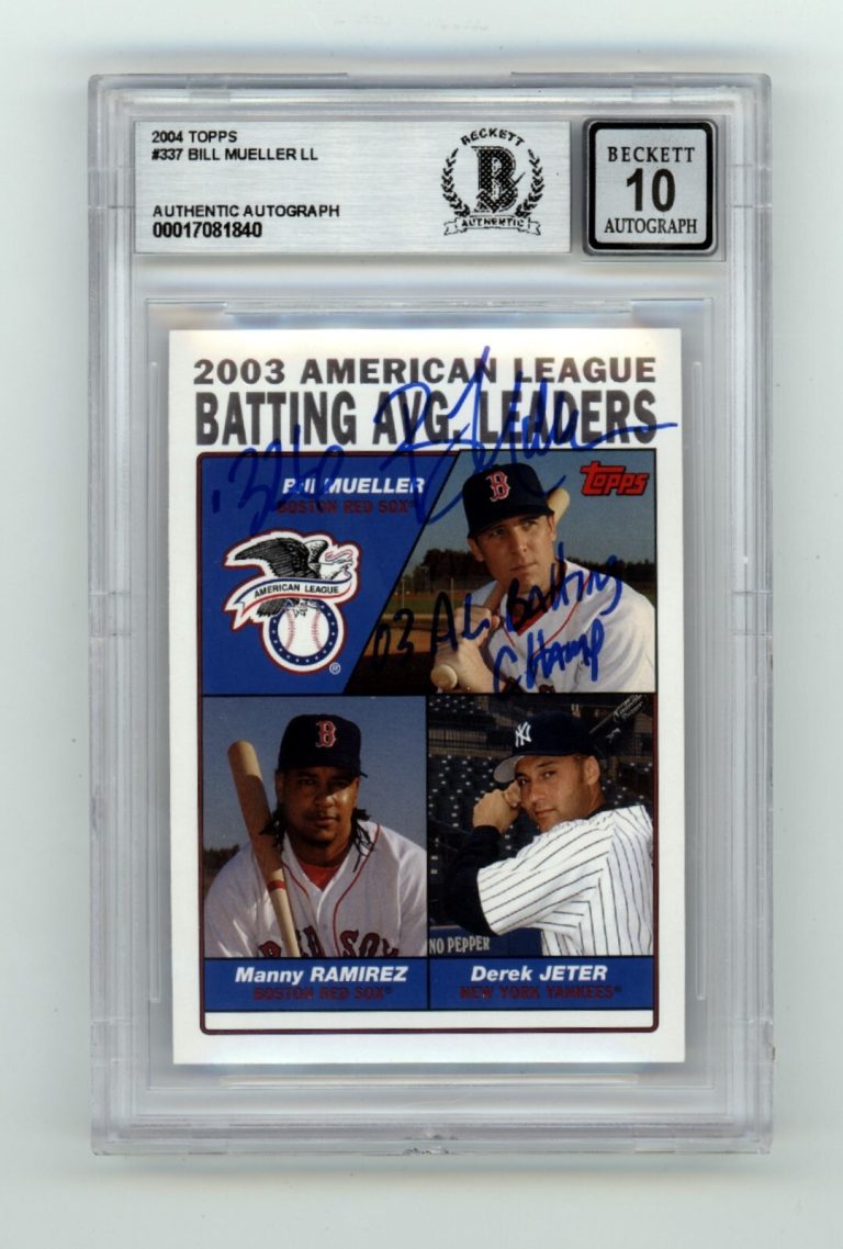 Bill Mueller 2004 Topps #337 League Leaders w/ Insc Signed BAS BGS 10 Auto
