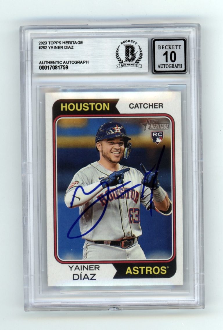 Yainer Diaz 2023 Topps Heritage #262 Rookie RC Signed Beckett BAS BGS 10 Auto