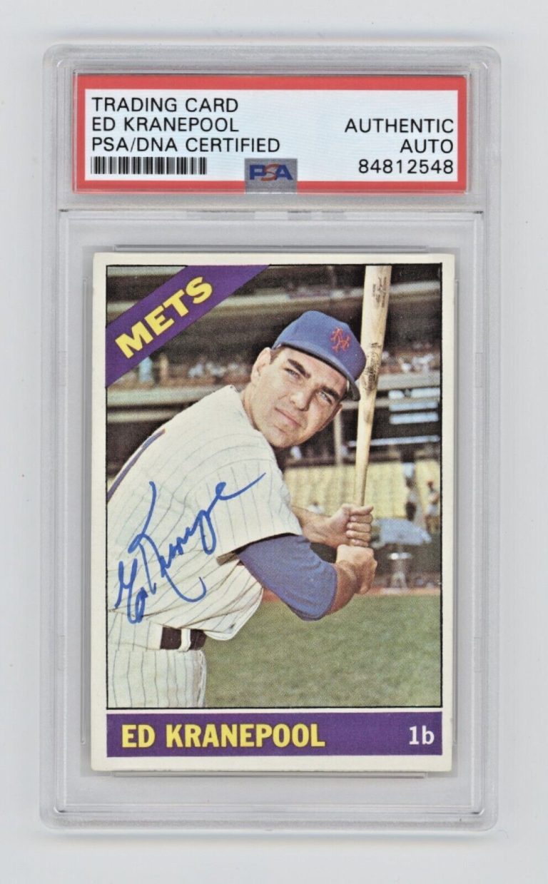 Ed Kranepool 1966 Topps Baseball #212 Signed PSA Authentic Auto New York Mets