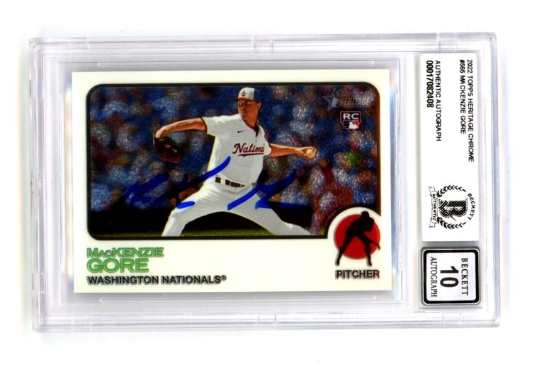 MacKenzie Gore 2022 Topps Heritage Chrome 608/999 #565 Rookie RC BAS BGS 10 Auto
