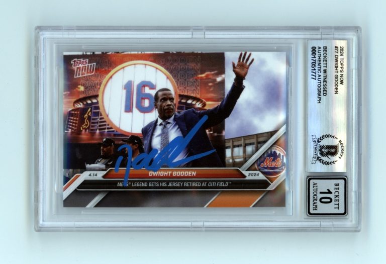 Dwight Doc Gooden 2024 Topps Now Jersey Retired Signed Beckett BAS BGS 10 Auto