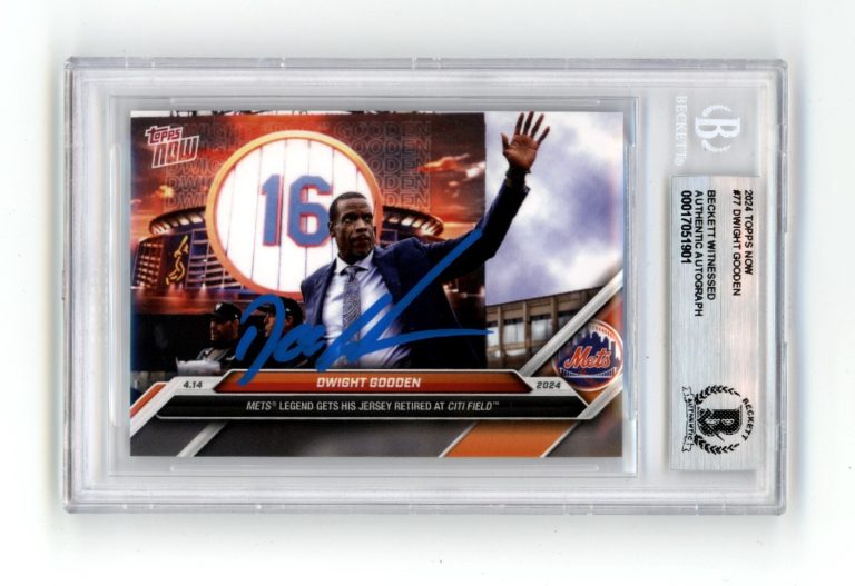 Dwight Doc Gooden 2024 Topps Now #77 Jersey Retired Signed Beckett BAS BGS Auto