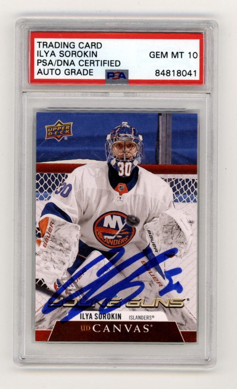 Ilya Sorokin 2020-21 Upper Deck Young Guns Canvas Rookie RC Signed PSA 10 Auto
