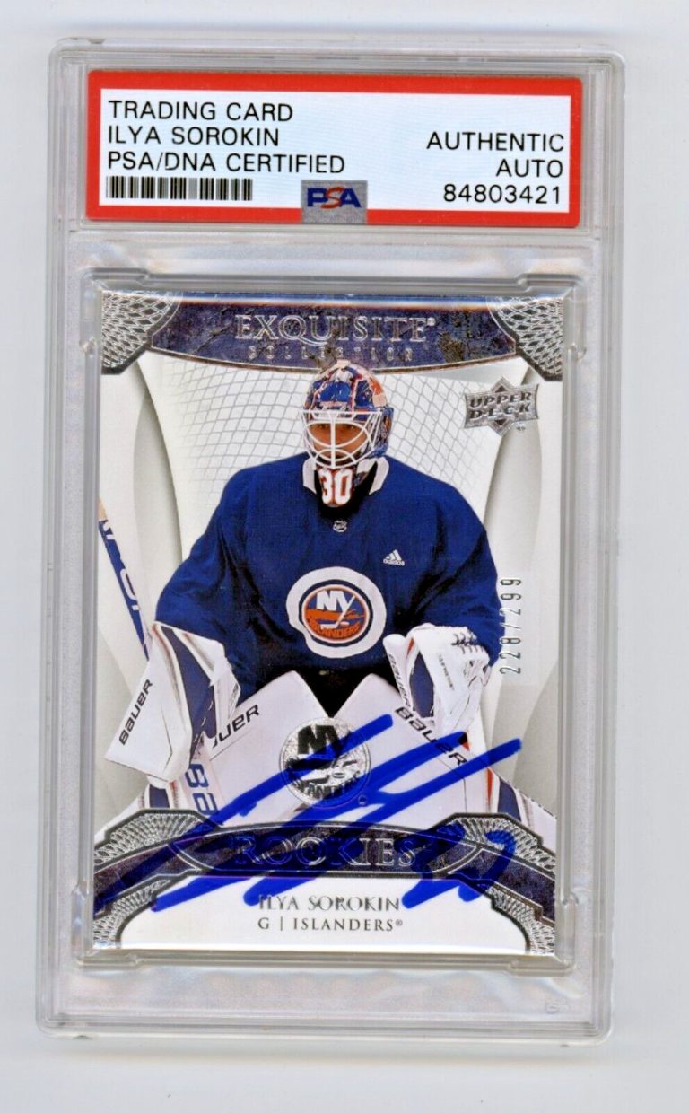 Ilya Sorokin 2020-21 Upper Deck Exquisite Rookies /299 Signed PSA Authentic Auto