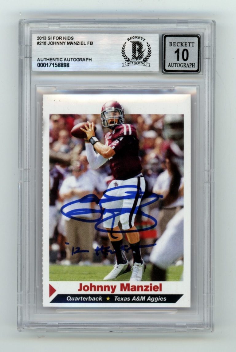 Johnny Manziel 2013 SI for Kids #210 Signed w/ 12 Heisman Beckett BAS 10 Auto