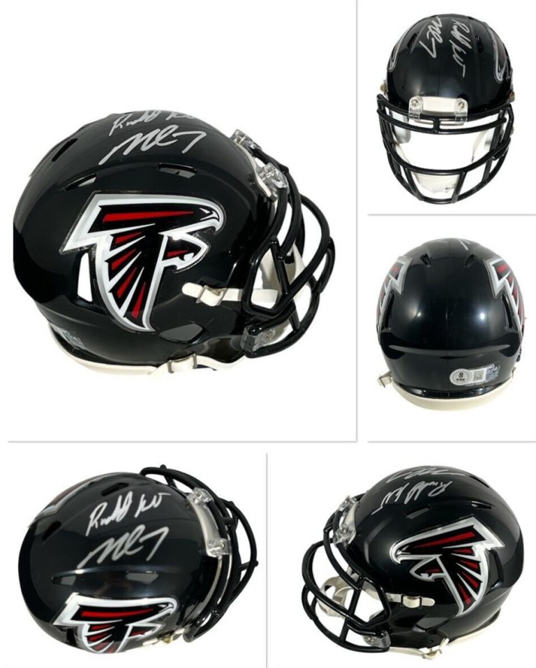 Roddy White & Michael Vick Dual Signed Falcons Mini Helmet Beckett BAS COA