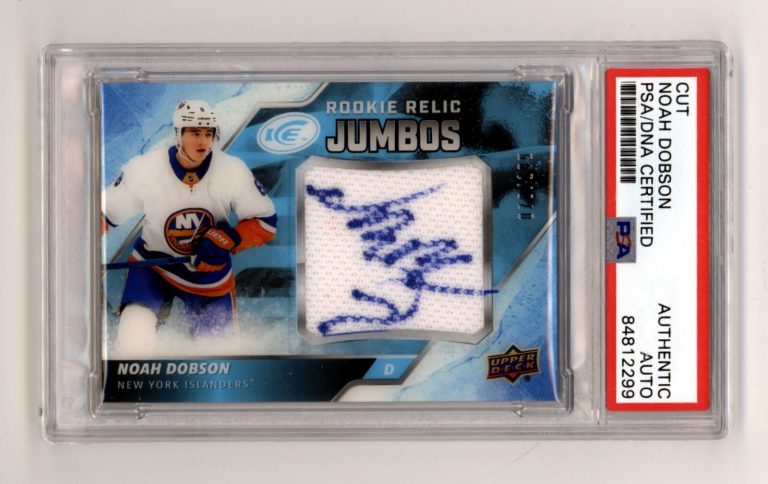 Noah Dobson 2019-20 Upper Deck Ice Rookie Jersey Relic Jumbo RC #73/199 PSA Auto