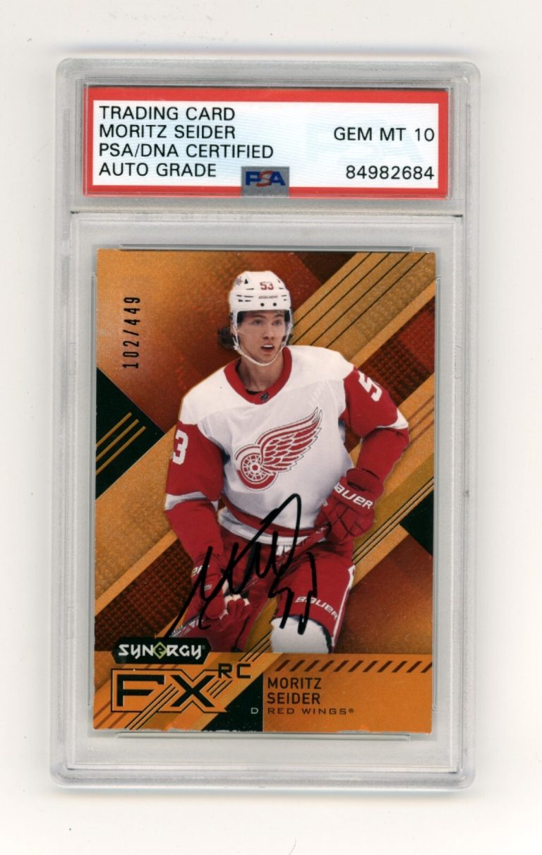 Moritz Seider 2021-22 Upper Deck Synergy FX Orange Rookie RC 102/449 PSA 10 Auto
