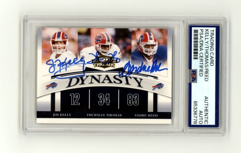 Kelly Thomas Reed 2008 Donruss Threads #D-8 Triple Signed PSA Auto Bills