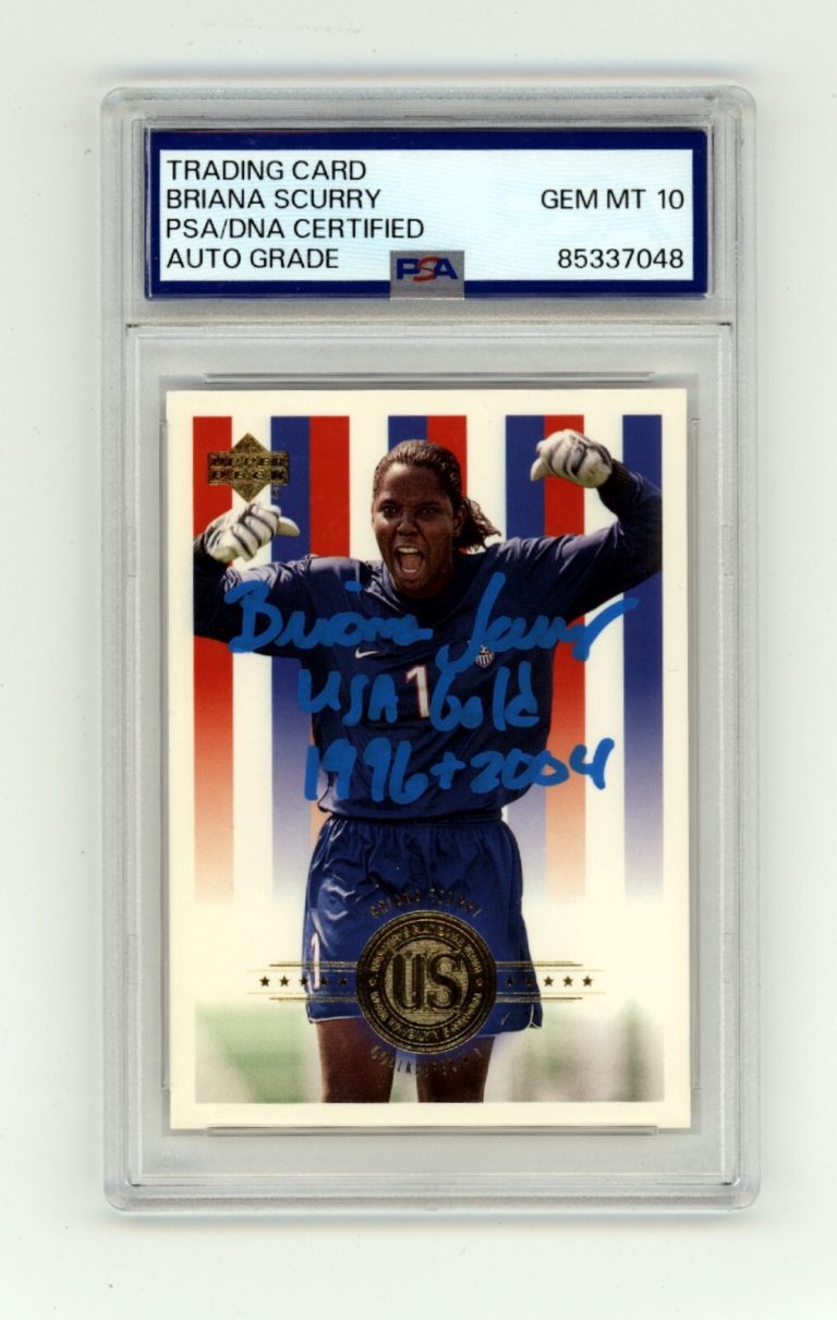 Briana Scurry 2000 Upper Deck USA #88 w/ USA Gold 1996 & 2004 Signed PSA 10 Auto