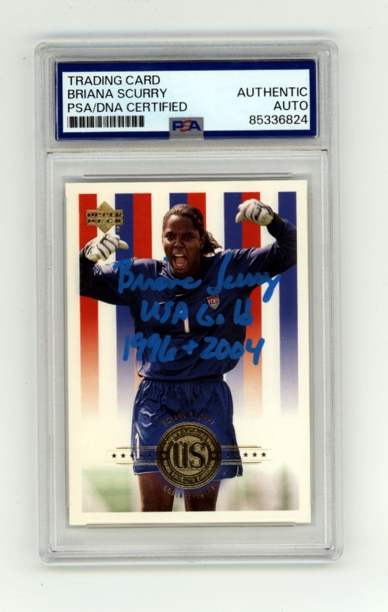Briana Scurry 2000 Upper Deck USA #88 w/ USA Gold 1996 & 2004 Signed PSA Auto