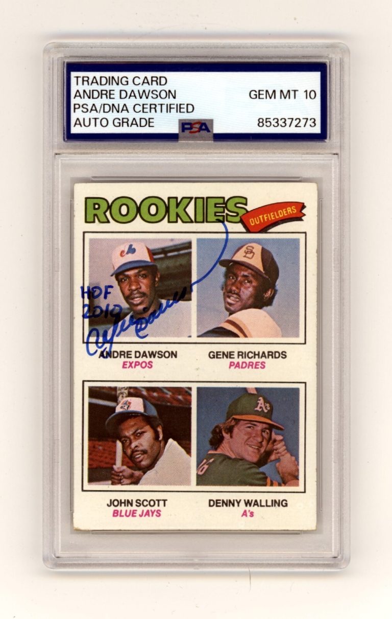 Andre Dawson 1977 Topps #473 Signed Rookie RC w/ HOF 2010 PSA 10 Auto Expos
