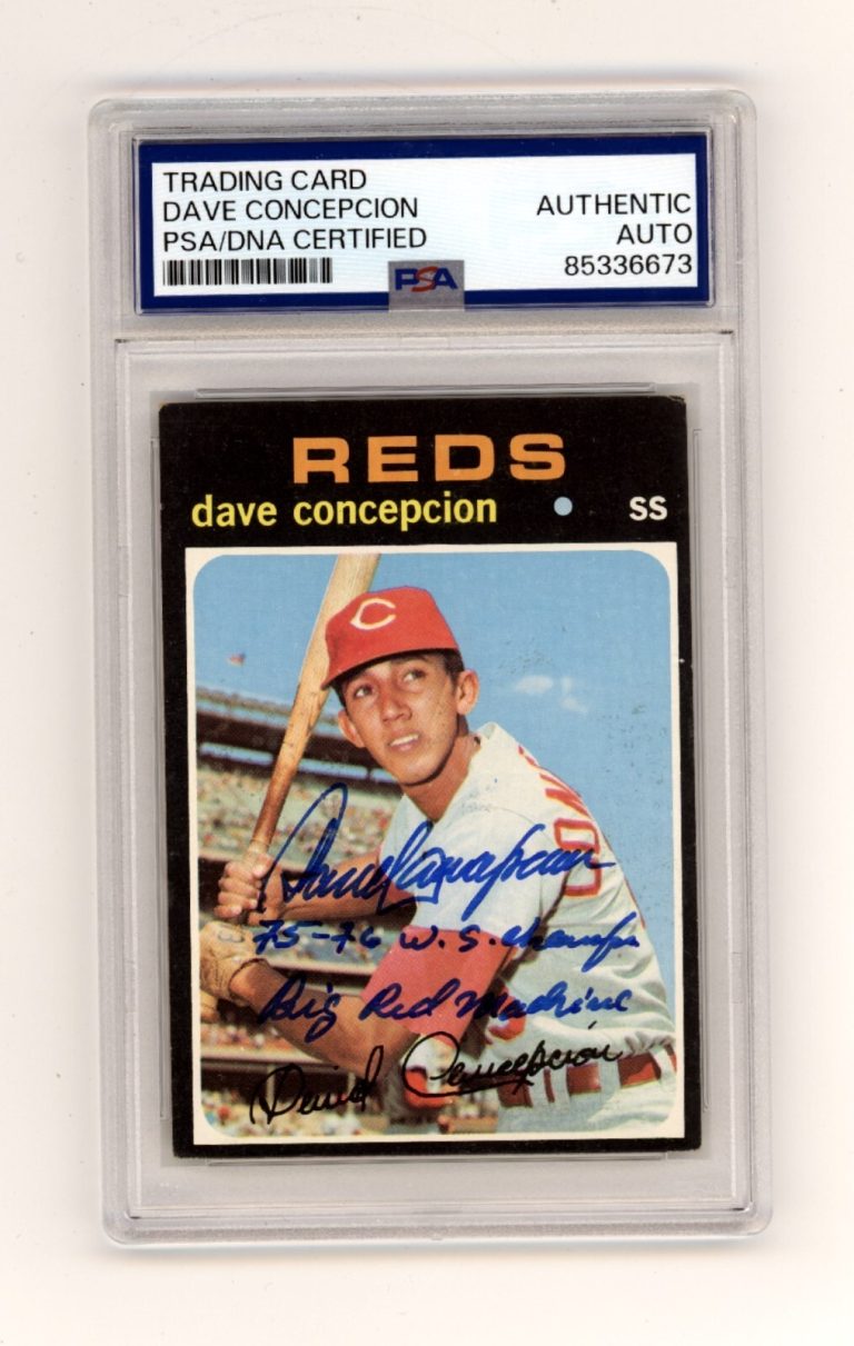 Dave Concepcion 1971 Topps #14 Signed Rookie RC w/ 2 Ins PSA Auto Reds