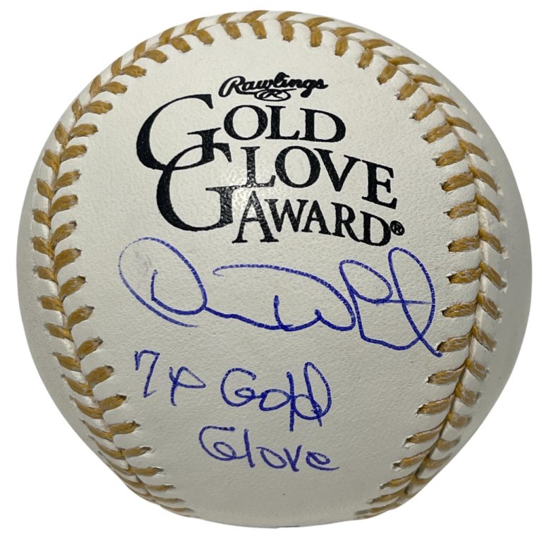 Devon White Signed Rawlings Gold Glove Baseball w/ 7x Gold Glove Beckett BAS COA