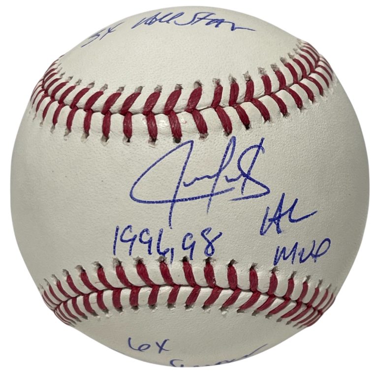 Juan Gonzalez Signed ROMLB Baseball w/ 3 Ins Beckett Witness BAS COA Rangers