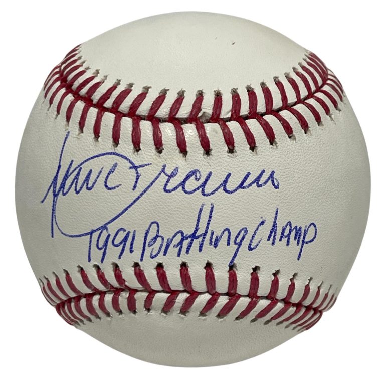 Julio Franco Signed ROMLB Baseball w/ 1991 Batting Champ Beckett Witness BAS COA