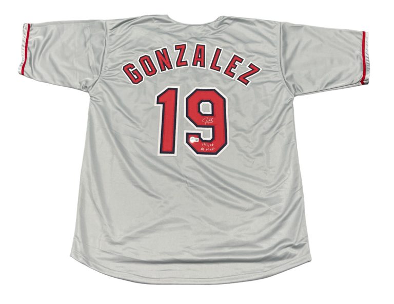 Juan Gonzalez Signed Rangers Custom Jersey w/ 96, 98 AL MVP Beckett Wit BAS COA