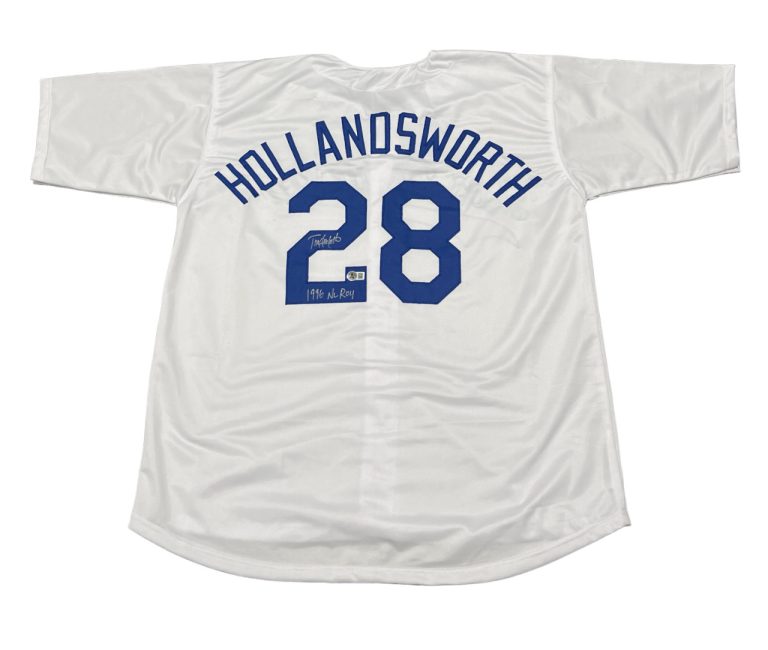 Todd Hollandsworth Signed LA Dodgers Custom Jersey w 96 NL ROY Beckett W BAS COA