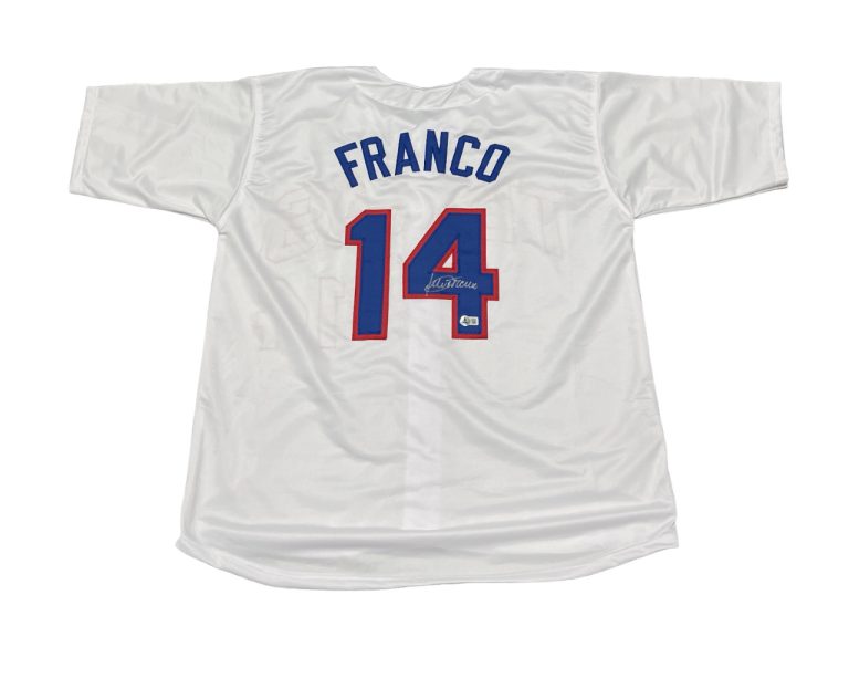 Julio Franco Signed Texas Rangers Custom Jersey Beckett Witness BAS COA